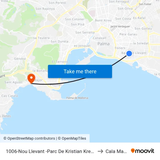 1006-Nou Llevant -Parc De Kristian Krekovic to Cala Mayor map