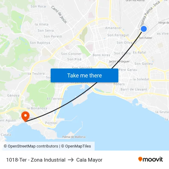 1018-Ter - Zona Industrial to Cala Mayor map