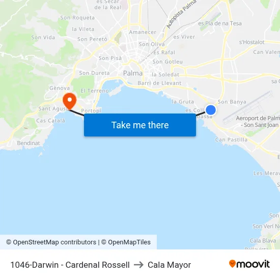 1046-Darwin - Cardenal Rossell to Cala Mayor map