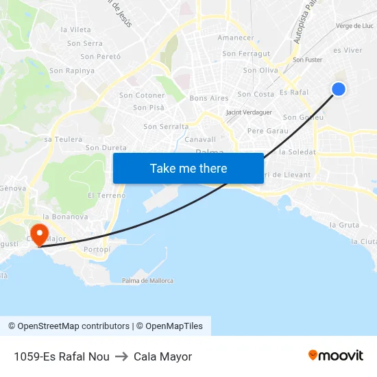 1059-Es Rafal Nou to Cala Mayor map