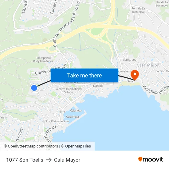 1077-Son Toells to Cala Mayor map