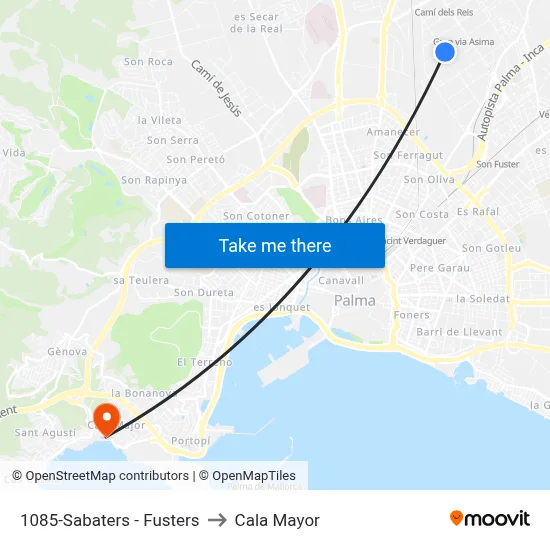 1085-Sabaters - Fusters to Cala Mayor map