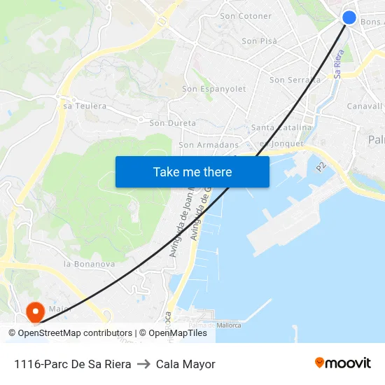 1116-Parc De Sa Riera to Cala Mayor map