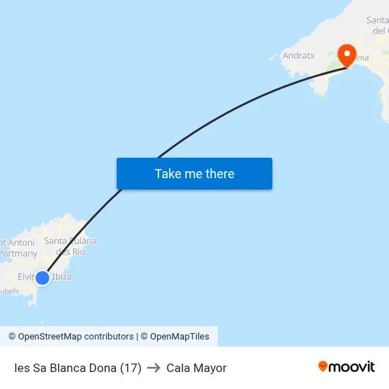 Ies Sa Blanca Dona (17) to Cala Mayor map
