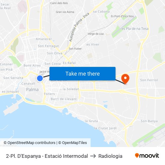 2-Pl. D'Espanya - Estació Intermodal to Radiologia map