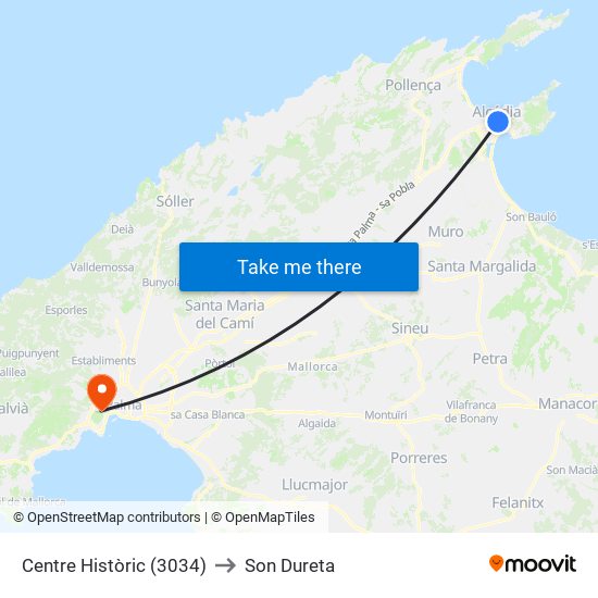 Centre Històric (3034) to Son Dureta map