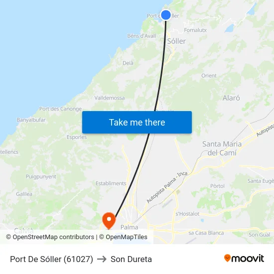 Port De Sóller (61027) to Son Dureta map