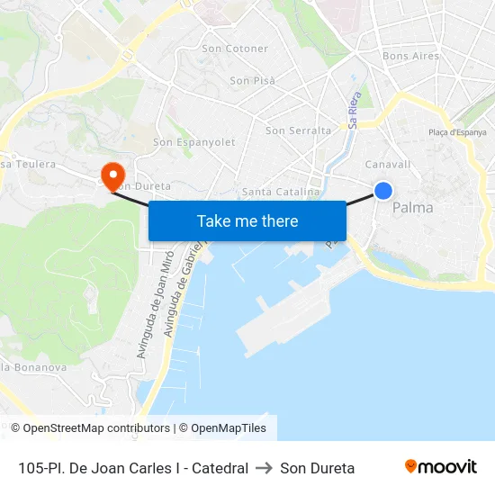105-Pl. De Joan Carles I - Catedral to Son Dureta map