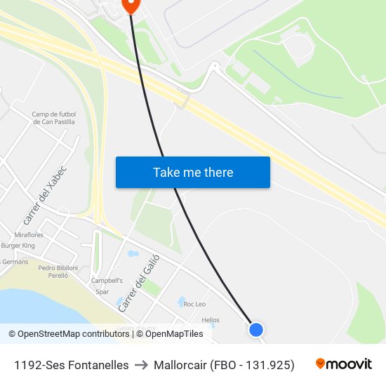 1192-Ses Fontanelles to Mallorcair (FBO - 131.925) map