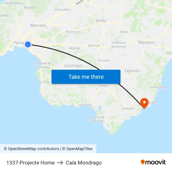 1337-Projecte Home to Cala Mondrago map
