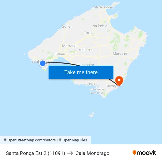 Santa Ponça Est 2 (11091) to Cala Mondrago map