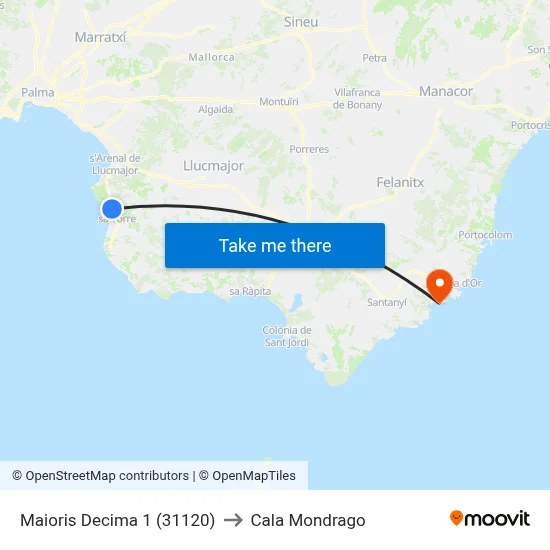 Maioris Decima 1 (31120) to Cala Mondrago map
