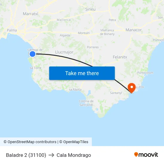 Baladre 2 (31100) to Cala Mondrago map