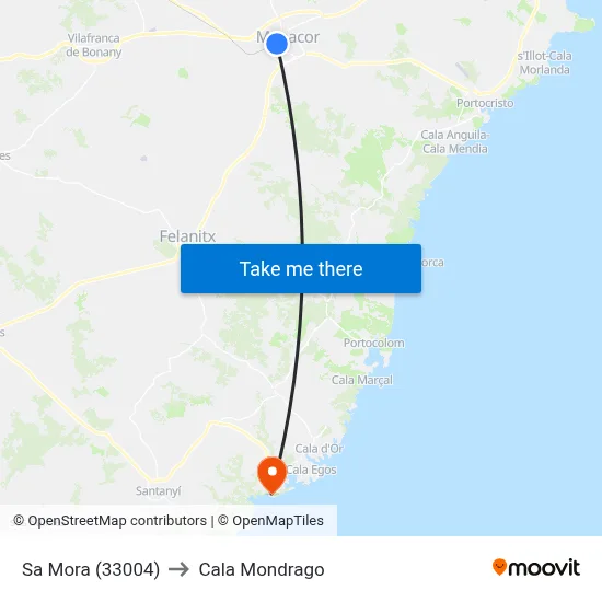 Sa Mora (33004) to Cala Mondrago map