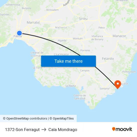 1372-Son Ferragut to Cala Mondrago map