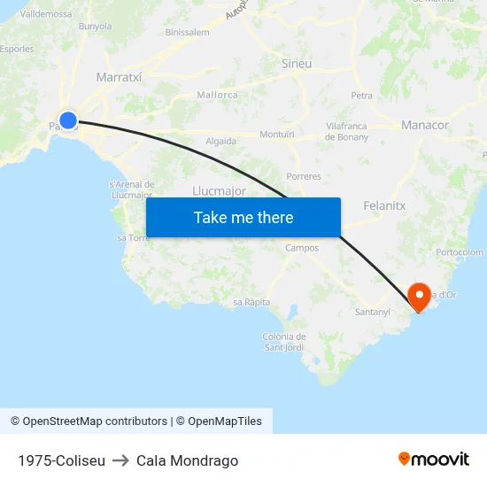 1975-Coliseu to Cala Mondrago map