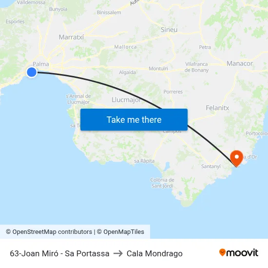63-Joan Miró - Sa Portassa to Cala Mondrago map