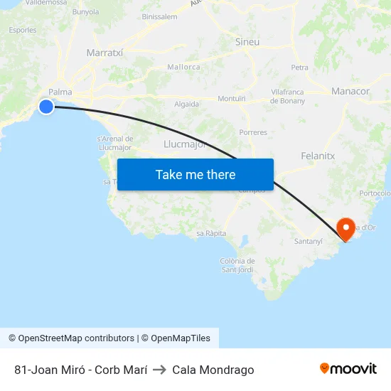 81-Joan Miró - Corb Marí to Cala Mondrago map
