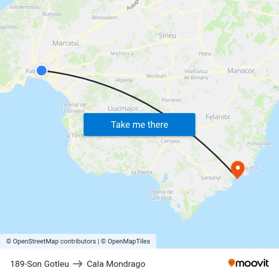 189-Son Gotleu to Cala Mondrago map