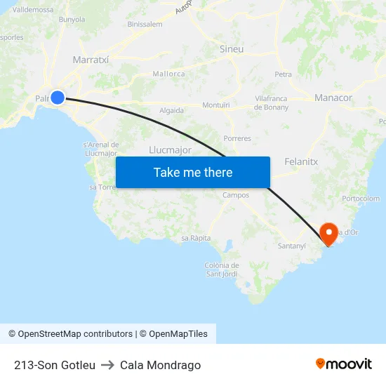 213-Son Gotleu to Cala Mondrago map