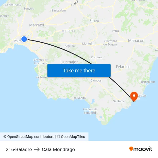 216-Baladre to Cala Mondrago map
