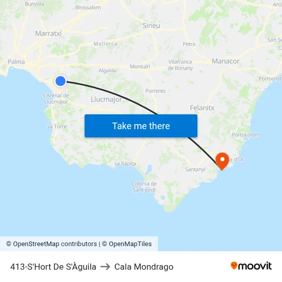 413-S'Hort De S'Àguila to Cala Mondrago map