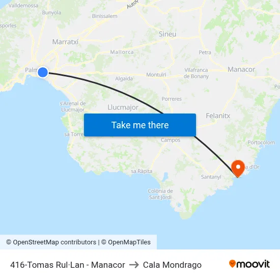 416-Tomas Rul·Lan - Manacor to Cala Mondrago map