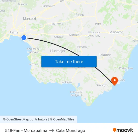 548-Fan - Mercapalma to Cala Mondrago map