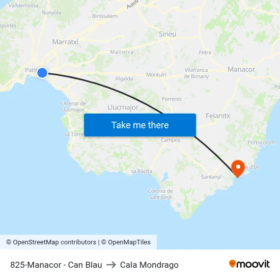 825-Manacor - Can Blau to Cala Mondrago map