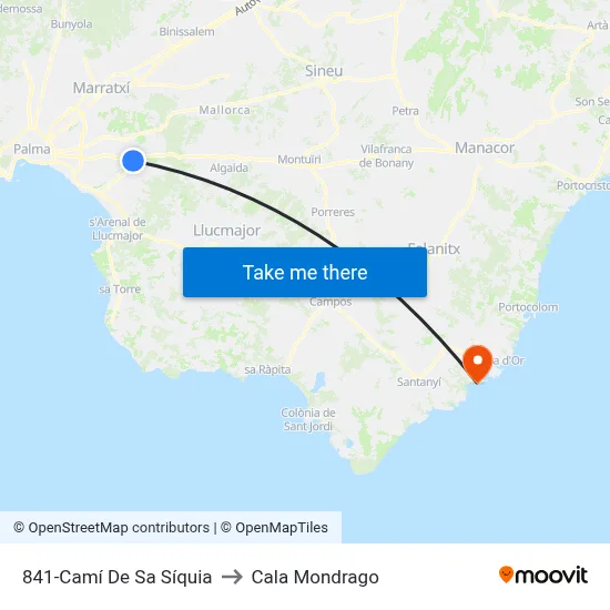 841-Camí De Sa Síquia to Cala Mondrago map