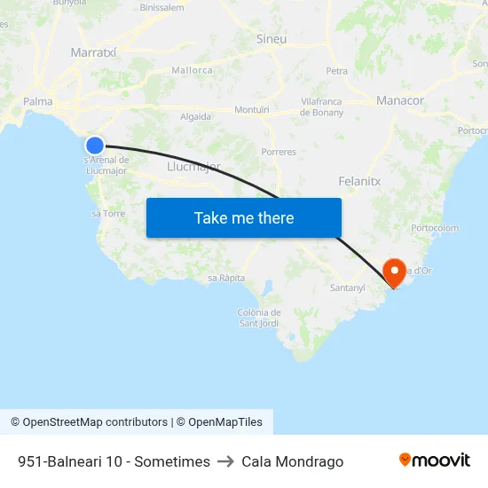951-Balneari 10 - Sometimes to Cala Mondrago map