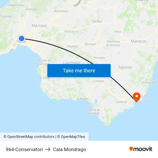 964-Conservatori to Cala Mondrago map