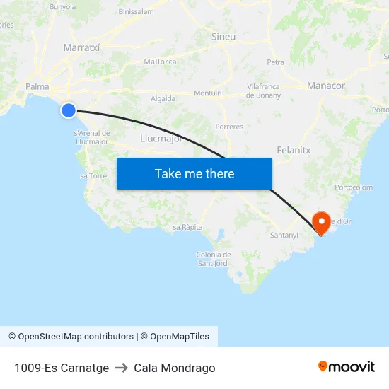 1009-Es Carnatge to Cala Mondrago map