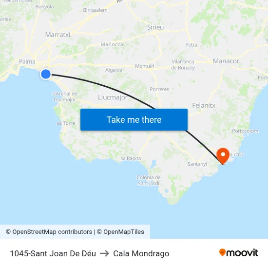 1045-Sant Joan De Déu to Cala Mondrago map