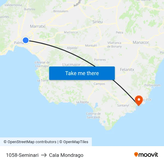 1058-Seminari to Cala Mondrago map