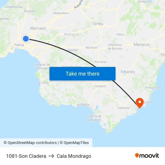 1081-Son Cladera to Cala Mondrago map