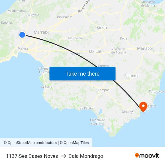 1137-Ses Cases Noves to Cala Mondrago map
