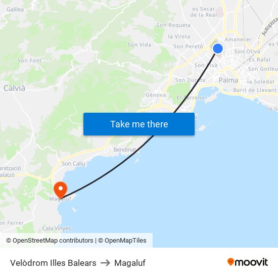 Velòdrom Illes Balears to Magaluf map