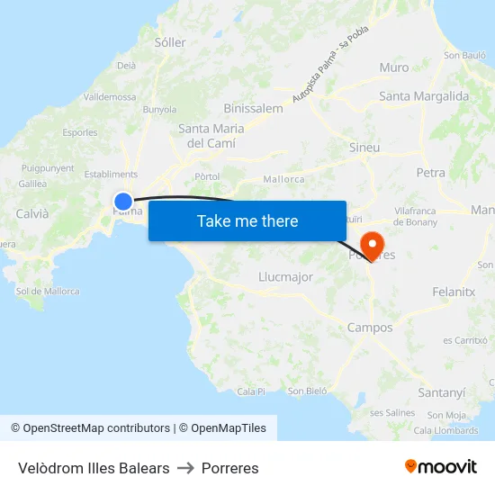 Velòdrom Illes Balears to Porreres map