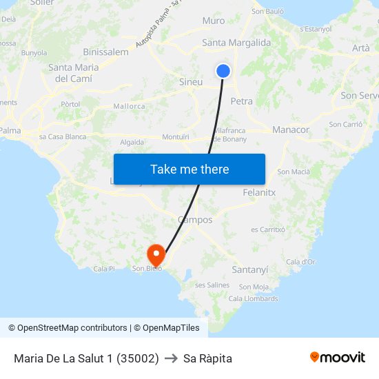 Maria De La Salut 1 (35002) to Sa Ràpita map