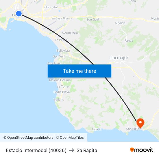 Estació Intermodal (40036) to Sa Ràpita map