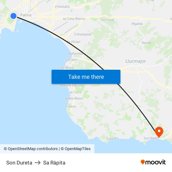 Son Dureta to Sa Ràpita map