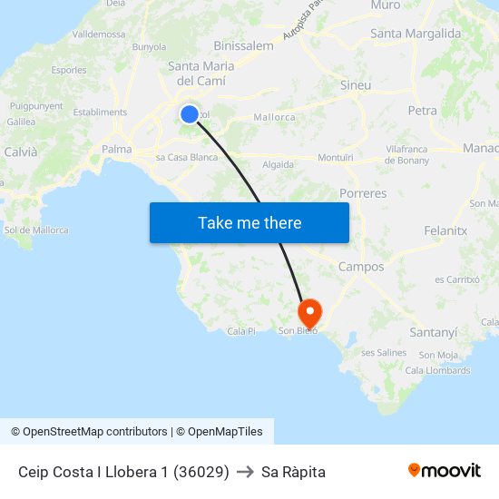 Ceip Costa I Llobera 1 (36029) to Sa Ràpita map