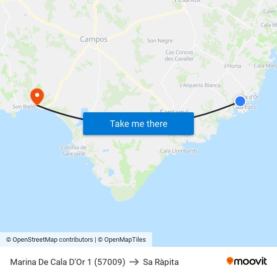Marina De Cala D'Or 1 (57009) to Sa Ràpita map