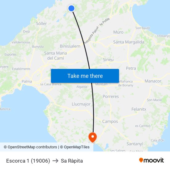 Escorca 1 (19006) to Sa Ràpita map