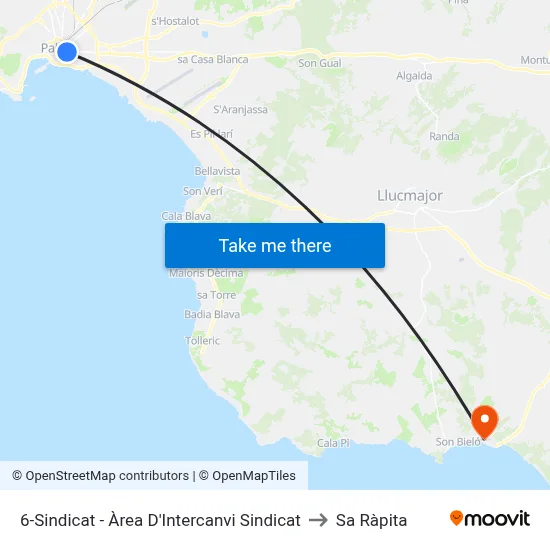 6-Sindicat - Àrea D'Intercanvi Sindicat to Sa Ràpita map