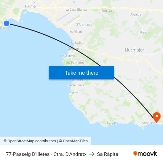 77-Passeig D'Illetes - Ctra. D'Andratx to Sa Ràpita map