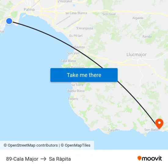 89-Cala Major to Sa Ràpita map