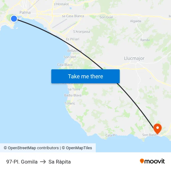 97-Pl. Gomila to Sa Ràpita map