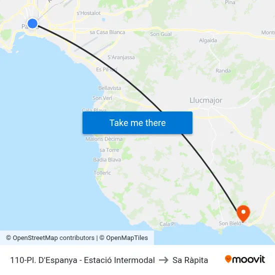 110-Pl. D'Espanya - Estació Intermodal to Sa Ràpita map